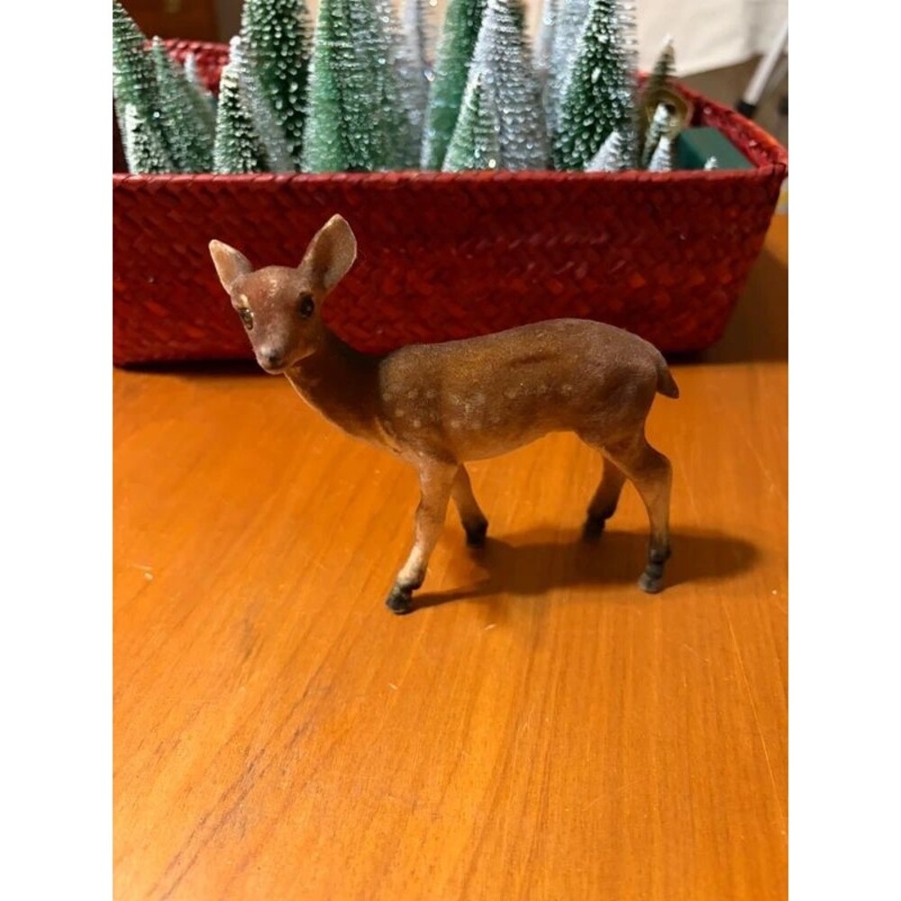 Vintage Flocked Deer Figurine